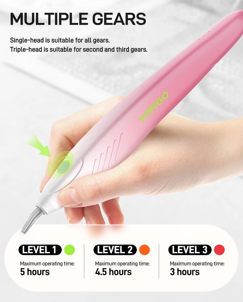 YOFIGO Electirc Wirless Diamond Painting Pen,Vacuum Diamond Art Pen with Charging Base, 3 Suction Heads,Gradient Painting Pen for Beginners (Pink) - Image 3
